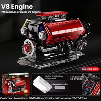 Ensemble de blocs de construction moteur V8, 773 pièces, kit de modèle MOC motorisé, jouet mécanique STEM pour adultes et collectionneurs, vente en gros