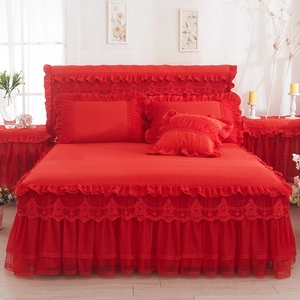 Princess Style Bedding Set with Lace Bed Skirt and Two Pillowcases King or Queen Size - Product Image 3