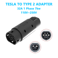 Adaptor Pengisian Daya EV Wufen 32A 7KW NACS ke Tipe 2 untuk Kendaraan Listrik Tesla Tipe 2