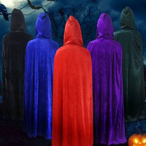 Capa de terciopelo para adultos con capucha, disfraz medieval de bruja, Wicca, vampiro, Halloween, 5 colores - Product Image 4