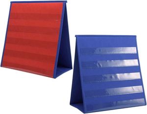 Tableau de classement à double poche pliable et autoportant pour l'école et la maison, 12x13 pouces, en tissu non tissé rouge/bleu - Product Image 5