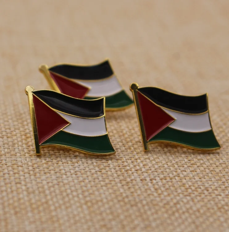 Bros bendera Palestina emas Pin kerah pekerjaan Israel ujung Aloi seng desain kustom