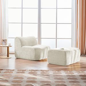 Fauteuil inclinable en tissu moderne de style mid-century, ottoman, revêtement écologique, design compact, petits espaces, villa - Product Image 2