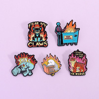 Broche à flamme pour animaux Broche créative Cartoon Cat tiger Pigeon Skull Shape Punk Badge Letter Enamel Lapel Pin