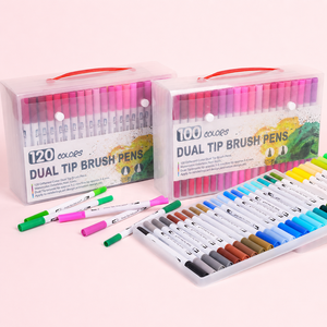 Set di Pennarelli Acquerellabili a Doppia Punta a Base d'Acqua, 60 <span class=keywords><strong>Colori</strong></span>, Penne Colorate per Contornatura e Pittura con Punta Morbida - Product Image 1