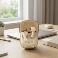 Souris sans fil 2-en-1 avec étui de charge intégré et écouteurs, accessoire de bureau pour ordinateur