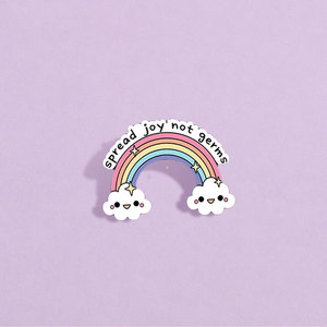 Épinglette en émail personnalisée « Diffusez le bonheur, pas les germes », badge métallique nuage arc-en-ciel, citation amusante, épinglette de revers, cadeau de bijoux créatif - Product Image 5