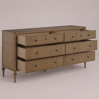Nouvelle Arrivée Ensemble de Meubles de Chambre à Coucher Moderne de Haute Qualité en Bois de Chêne Massif Commode Large à 6 Tiroirs Coiffeuse en Bois