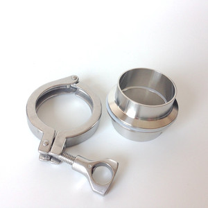SS316L vệ sinh thép không gỉ Kẹp ferrule hoàn chỉnh thiết lập 1 kẹp + 2 ferrules + 1 Silicone Gasket mịn dầu ứng dụng hàn - Product Image 1