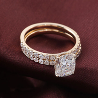 Bague de fiançailles en moissanite à double couche sertie pavé, bijoux fins pour femmes