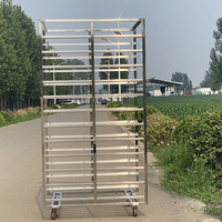 Chariot de four rotatif professionnel en acier inoxydable SUS 304 316 600 x 400 avec demi-étagères à pain en aluminium pour refroidissement