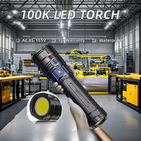Lampe torche LED rechargeable par USB 100000 lumens, haute luminosité, longue portée, lampe torche tactique portable, étanche, lampes torche LED