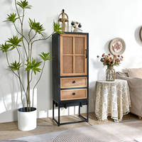 Nouveau buffet en bois rustique vintage style ferme avec 2 tiroirs pour salon, cuisine, hôtel – Meuble de rangement durable