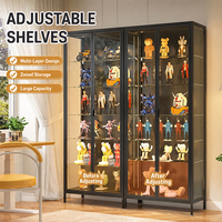 Vitrine d'exposition en métal et verre robuste avec étagères réglables, armoire de rangement anti-poussière pour la maison et les expositions