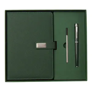 Caderno de bolso feito sob encomenda, diário de couro personalizável, caderno de caixas de notas com caneta, conjunto de presente para caderno de capa dura