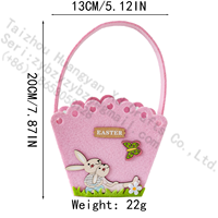 Filz-Osterkorb mit Rosa Häschen, Schmetterlings-Applikation, OSTER-Schriftzug, Griff, Eiersuche-Geschenk, Süßigkeiten, Kinder-Feiertagsdekoration