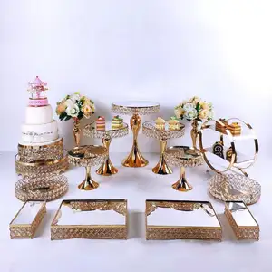 Homesun lüks altın düğün süslemeleri masa Centerpiece Metal kek Tier standı 9 adet tatlı masa ekran seti