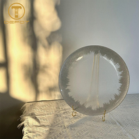 Assiettes de présentation rondes en verre à bordure or rose, vente en gros d'usine, pour dîner, mariage, banquet, service de table