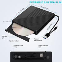 USB 3.0 Type-C External Optical Drive with SD/TF Card Reader Portable DVD Burner Fast Data Transfer for Laptop & MacBook