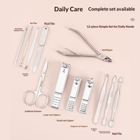 Ensemble de coupe-ongles en acier au carbone classique luxueux de 12 pièces, étui de rangement complet, portable, multifonctionnel, usage général, pour la maison