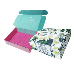 定制彩盒标志包装粉色纸板印花生态服装聚化妆品平板小邮件盒