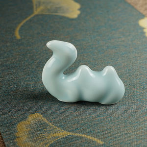 تمثال جمل سيراميكي إبداعي أزرق سماوي بأسلوب نورديك، تمثال حيواني لطيف مزجج لتزيين غرفة المعيشة العصرية والمكتب والمنزل - Product Image 6