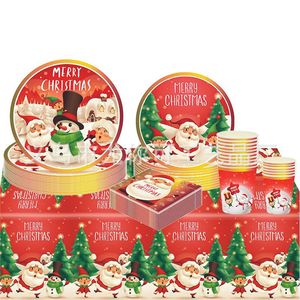 Juego de Vajilla para Fiesta de Navidad, 60-80 Piezas, Platos, Vasos y Servilletas de Papel, Decoración con Temática Navideña - Product Image 1
