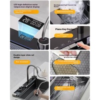 Robinet de cuisine intelligent multifonctionnel à affichage numérique, cascade, en acier inoxydable 304, design moderne et luxueux, pour évier simple