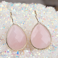Boucles d'oreilles en pierre naturelle en forme de larme plaquées or 18 carats - Bijoux incroyables
