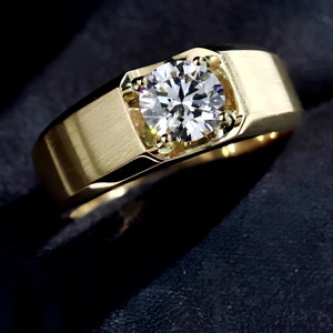 Anillo Clásico de Diamante Cultivado en Laboratorio para Hombre, Certificado IGI, 2 CT, Corte Brillante Redondo, Oro de 14K, Joyería de Compromiso y Boda, Talla Personalizada - Product Image 1
