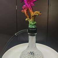 Chicha en résine de luxe avec chambre en verre gravé et tuyau en silicone noir – Narguilé durable et écologique par Zhengpei