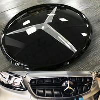 Emblème de calandre avant 3D effet miroir pour Mercedes-Benz Classes A, B, C, E, GLC, GLE, GLS (modèles W205, W213) – Badge noir et argenté effet miroir