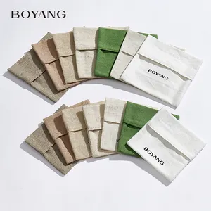 Custom Eco Biodegradable Small Cotton Jewellery Packaging Bag Jewelry Pouch with Logo