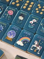 Tuiles de Mahjong en Acrylique Américain de Luxe Léger, Style Rétro National, Personnalisées, Illustration Fleur et Oiseau Bleu Foncé