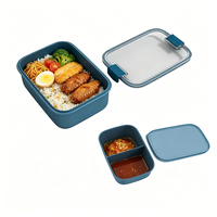 NOUVEAU EVEPURE Ensemble de boîtes à bento 40oz empilables, étanches, 3 compartiments, avec ustensiles intégrés et récipient à sauce, sans BPA, qualité alimentaire
