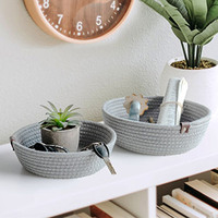 KUYUE Lot de 3 petits paniers gris tissés pour cosmétiques paniers de rangement pour étagères paniers cadeaux