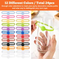 Marqueurs de verres en silicone de qualité alimentaire pour étiquettes de vin et verres, pour bars et fêtes, anneaux en silicone