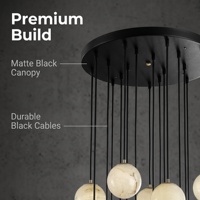 Lustre moderne élégant en aluminium avec éclairage LED, finition noire, garantie de 3 ans, installation facile