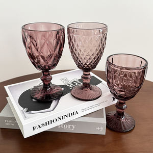 便宜的价格300毫升紫色现代复古玻璃高脚杯酒杯水杯玻璃热卖派对婚礼派对活动 - Product Image 1