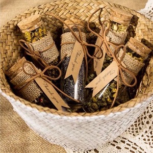 Faveurs en tube de verre avec bourgeons de roses séchées, cadeaux de remerciement rustiques pour <span class=keywords><strong>mariage</strong></span> avec emballage en toile de jute, mini flacons à fleurs pour douche nuptiale - Product Image 2