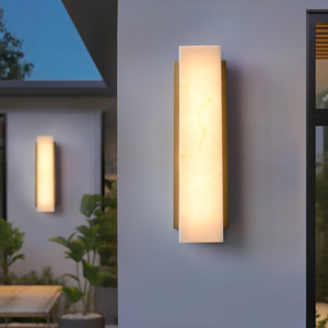 โคมไฟติดผนังกลางแจ้งสไตล์มินิมอลทันสมัย สแตนเลสสตีลลายหินอ่อน กันน้ำ ไฟ LED สำหรับวิลล่า ระเบียง ทางเดิน - Product Image 4