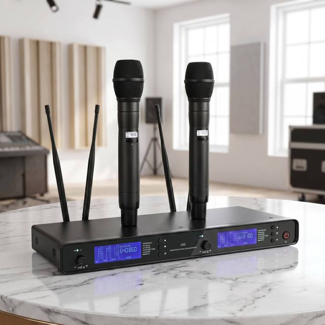 Long Distance Professional Wireless Microphone Dual Channel UHF Mic System PA Speaker Sound System Events Promotion 3RD DREAM
