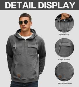 Jersey atlético con cremallera para hombre con capucha de carga, sudadera de lana verde, ajuste holgado, 100% algodón para la temporada de verano, suministro ODM - Product Image 5