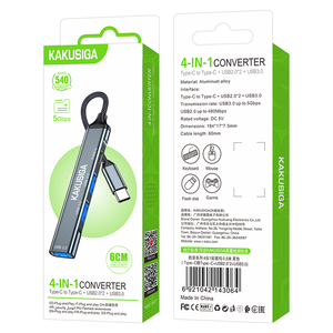 Kakusiga <b>Usb</b> Hub Type C 4 Port <b>Usb</b> <b>2.0</b> 3.0 With <b>Cable</b> For Laptop Pc - Product Image 5