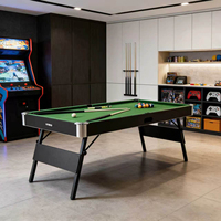 Table de billard de luxe pliable en bois S.Q.F de 6 pieds, accessoires de conversion en table à manger, pour sports de loisirs en intérieur, avec tapis vert et coussinets en caoutchouc
