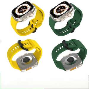 Correa de reloj de silicona con hebilla deportiva ondulada de hierro, compatible con Apple Watch Ultra 9876543210 series SE - Product Image 1