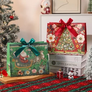 Bolsas de regalo navideñas, bolsos con diseño de árbol de Navidad, bolsas de papel de Papá Noel, bolsas para Nochebuena, bolsas para empaquetar regalos y bolsas de Año Nuevo - Product Image 2