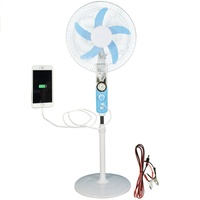 Vente en gros Ventilateur de sol solaire de 16 pouces avec lumières LED USB 12V DC à 5 feuilles Contrôle mécanique Matière plastique pour hôtels Ménages