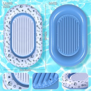 PVC Inflatable <b>Pool</b> Float 55*35.4 Inch Pet <b>Pool</b> Raft for <b>Dog</b> Blue and White Color Oval Shape for Summer Fun - Product Image 2