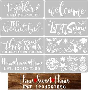 Reusable Welcome <b>Sign</b> Stencils <b>for</b> Painting Large Individual Templates 8 PCs <b>Letters</b> Stencils with Numbers - Product Image 2